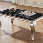 Arriana Marble Coffee Table with Stainless Steel Base